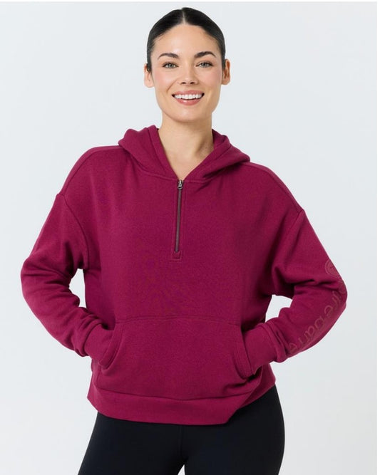 Pure Barre Half Zip Hoodie- Bordeaux