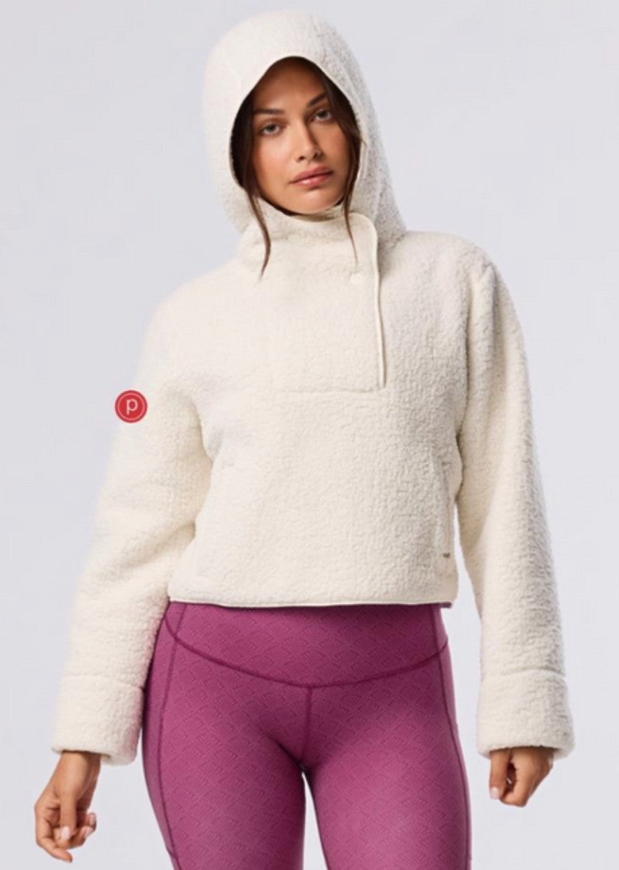 Tavi Pure Barre Pullover Teddy Jacket- Coconut
