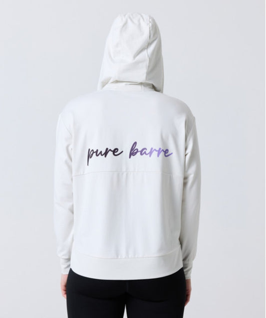 Pure Barre Lightweight Script Hoodie- Ivory