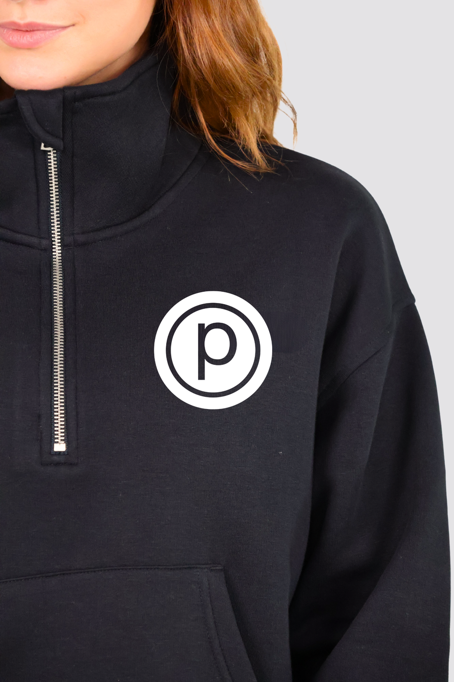 Pure Barre 1/4 Zip Logo Sweatshirt- Black