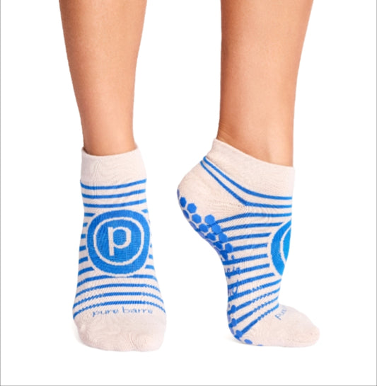 Pure Barre Blue Striped Sticky Socks