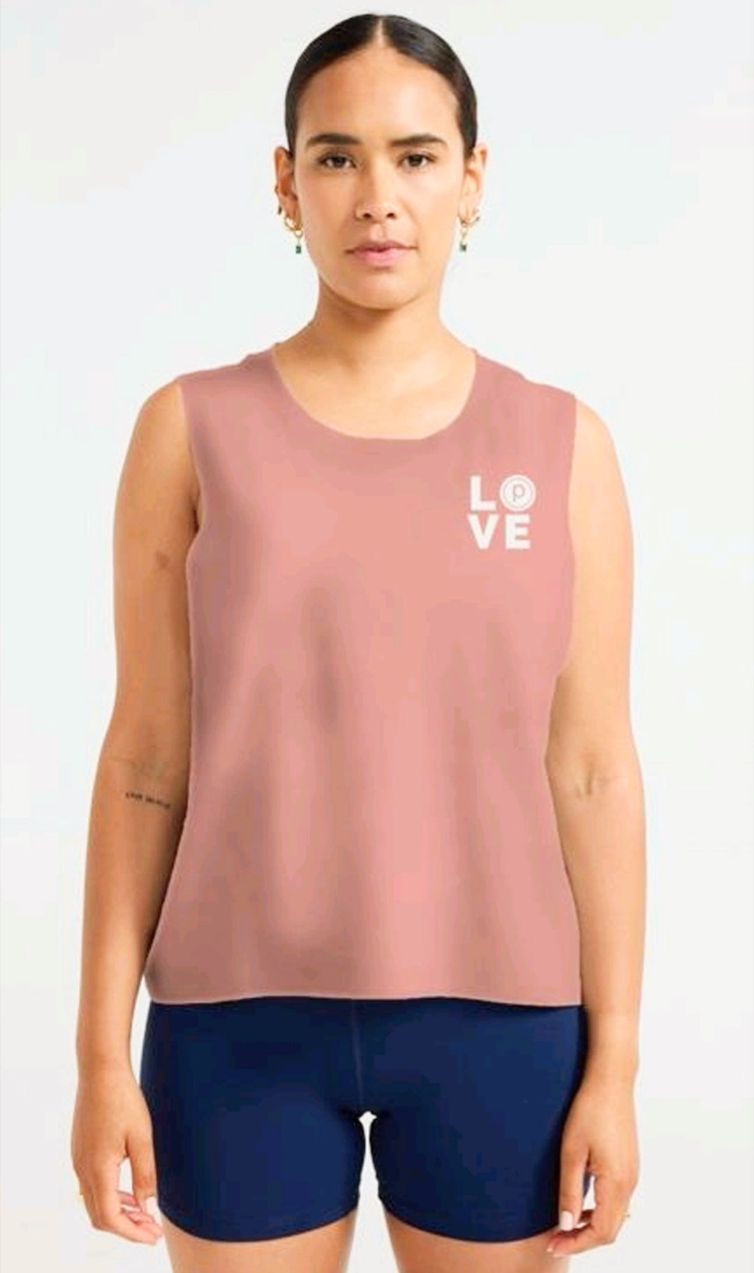 Pure Barre Valentine's High Lo LOVE Muscle Tank- Mauve