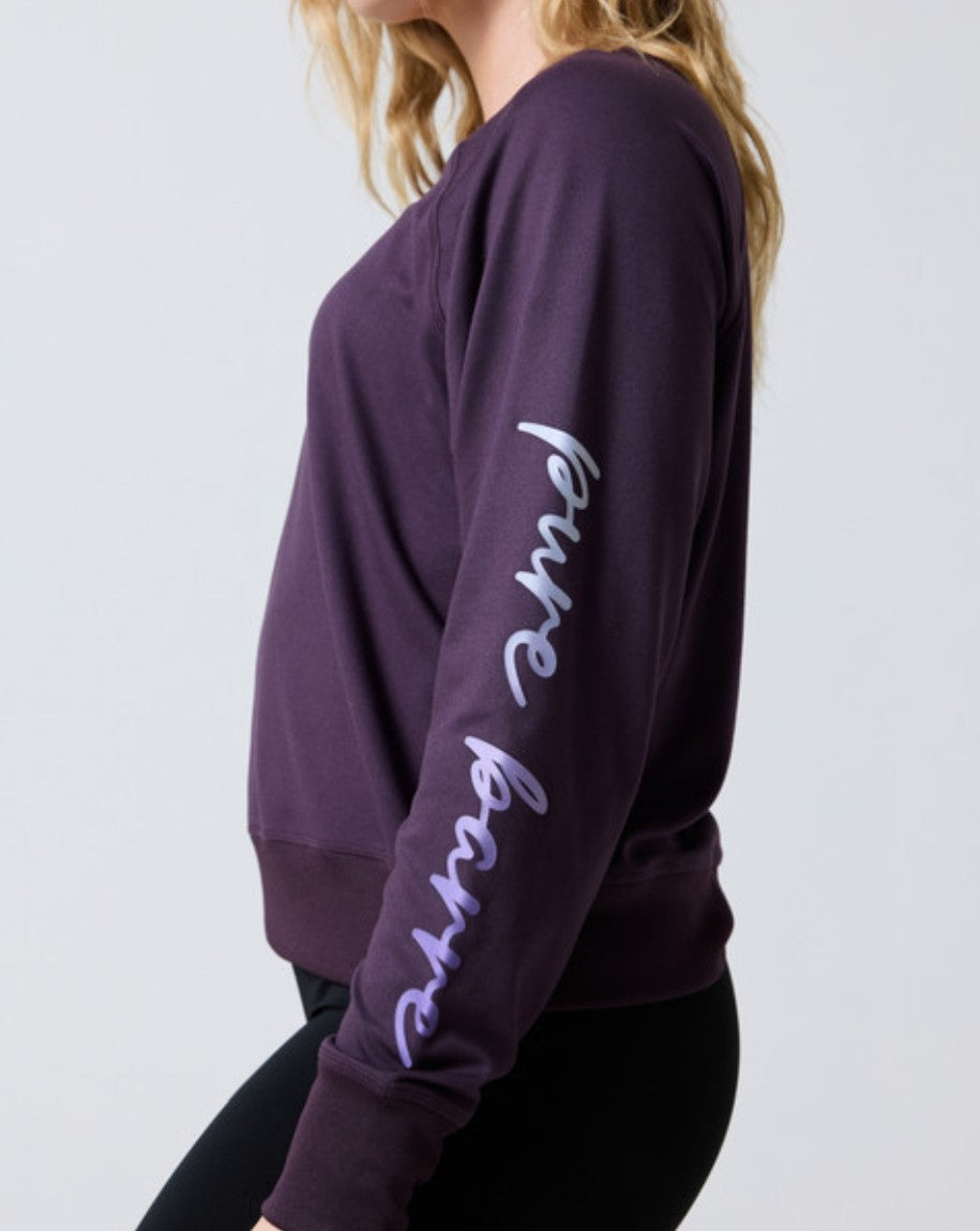 Pure Barre Lightweight PB Script Crewneck- Purple