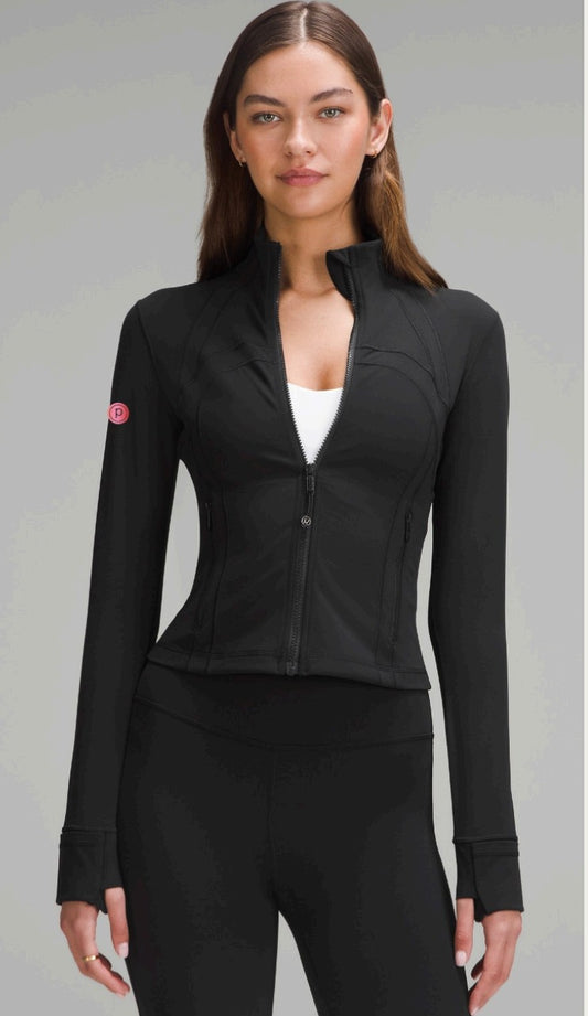 Lululemon Pure Barre Define Cropped Jacket- Black with pink