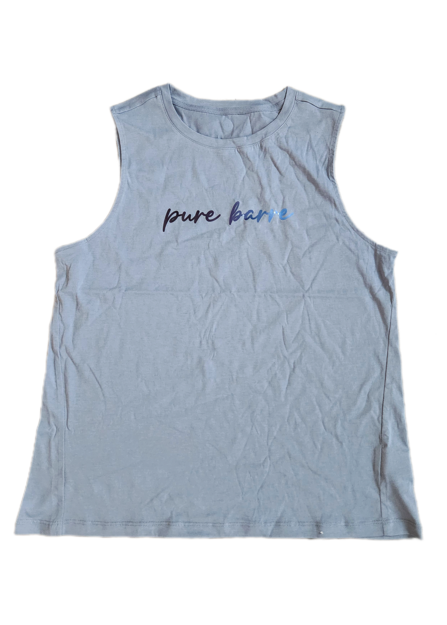 Pure Barre Ombre Script Muscle Tank- Storm