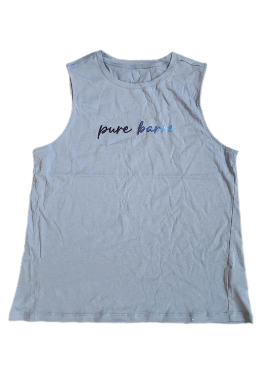 Pure Barre Ombre Script Muscle Tank- Storm