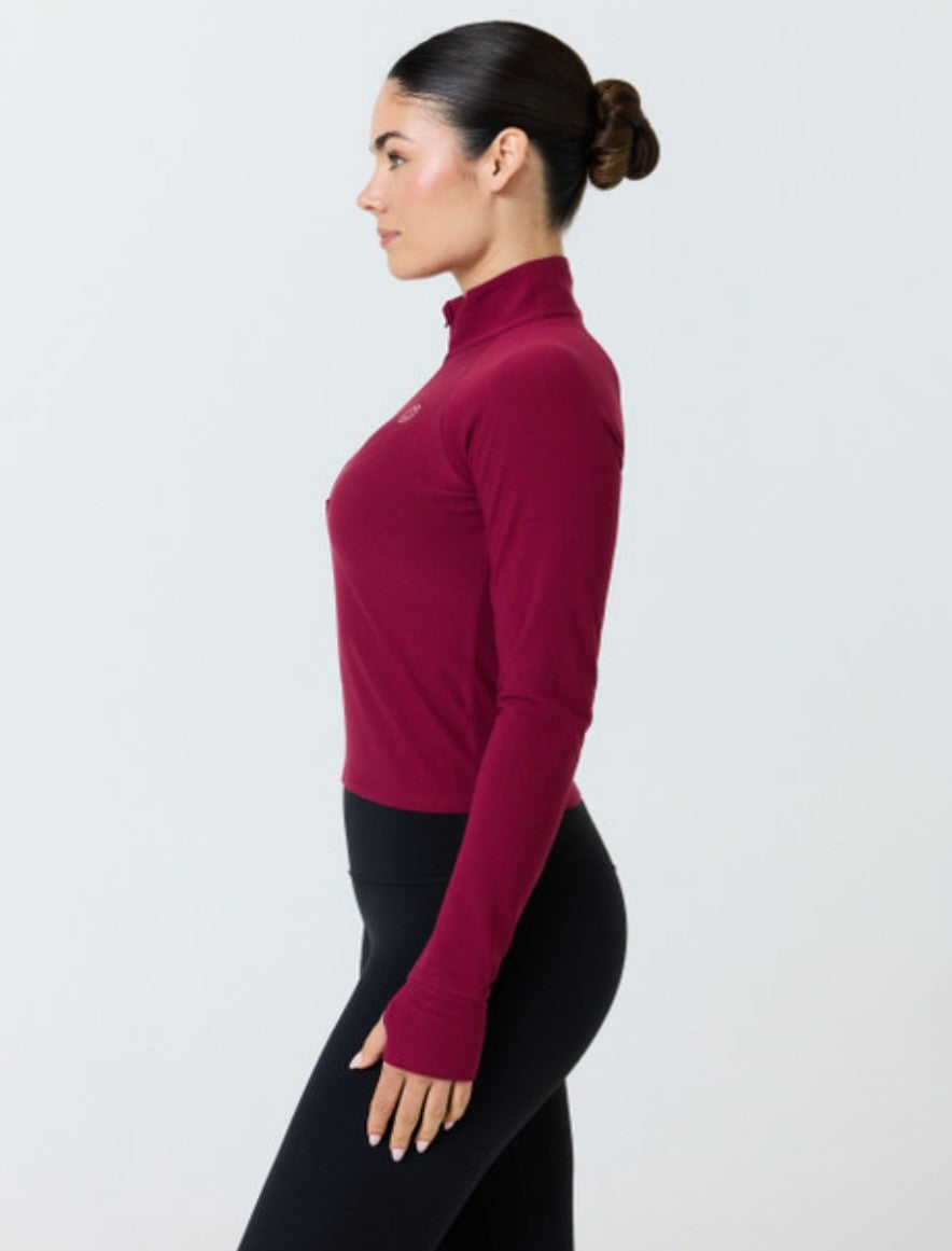 Pure Barre Performance Half Zip- Bordeaux