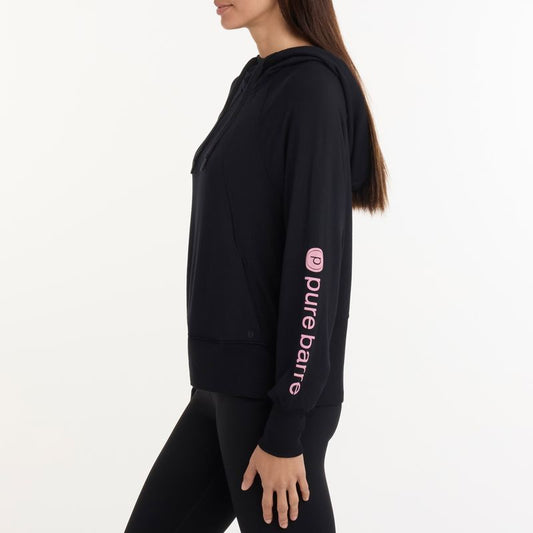 Tavi Pure Barre Paneled Hoodie - Black