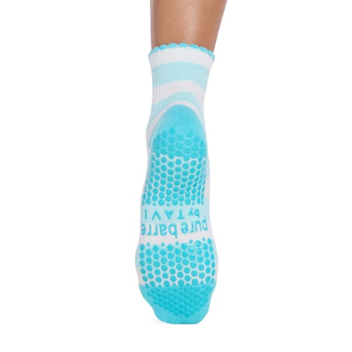 Pure Barre Aria Turquoise Stripe Sticky Socks
