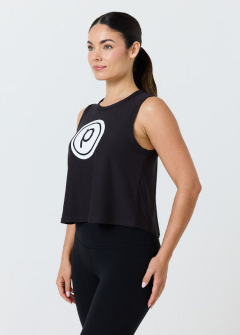 Pure Barre Circle P Crop Tank- Black
