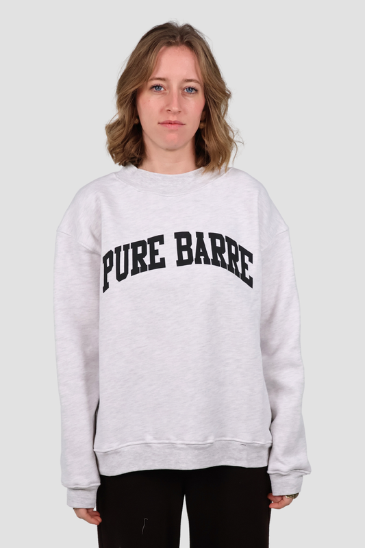 Pure Barre Macy Mock Neck Varsity Sweatshirt- Gray
