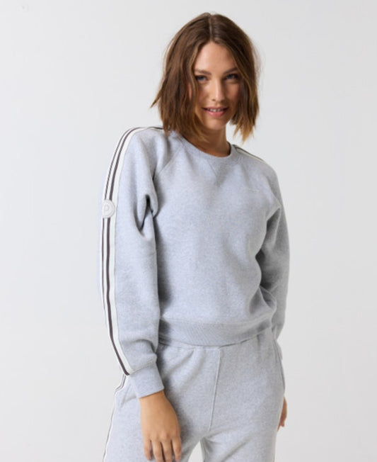 Pure Barre Striped Cozy Crewneck- Gray