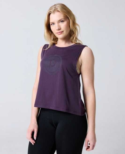 Pure Barre Textured Circle High Low Tank- Purple