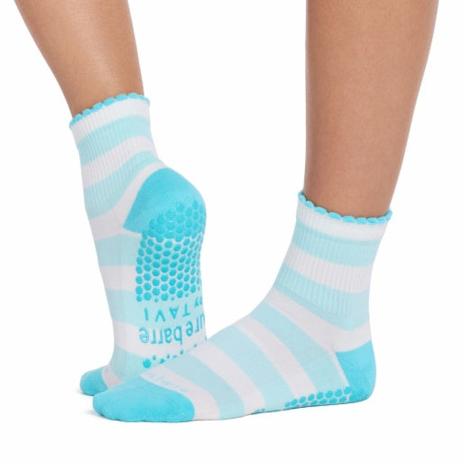 Pure Barre Aria Turquoise Stripe Sticky Socks