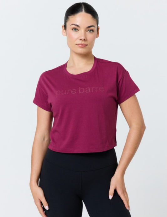 Pure Barre Cropped Tee- Bordeaux