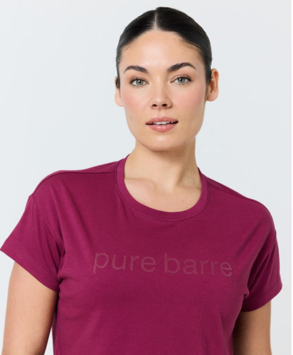 Pure Barre Cropped Tee- Bordeaux