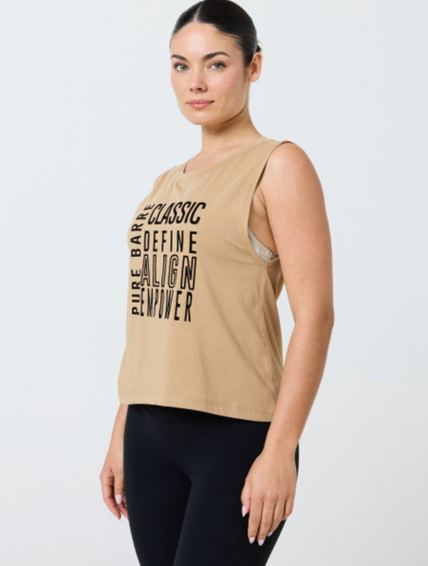 Pure Barre Flocked Classes Tank- Camel