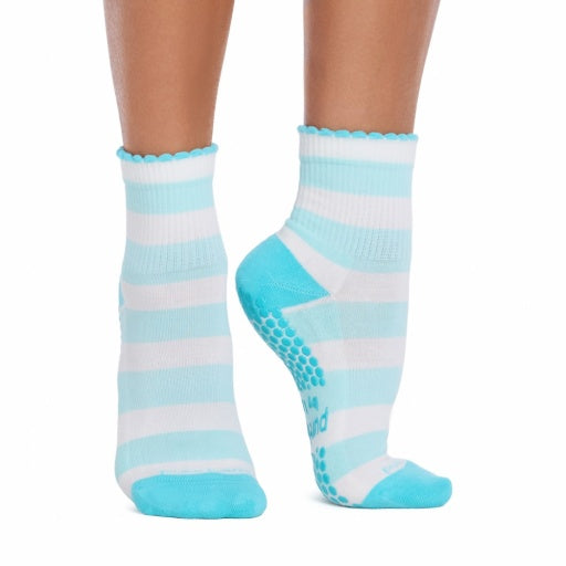 Pure Barre Aria Turquoise Stripe Sticky Socks