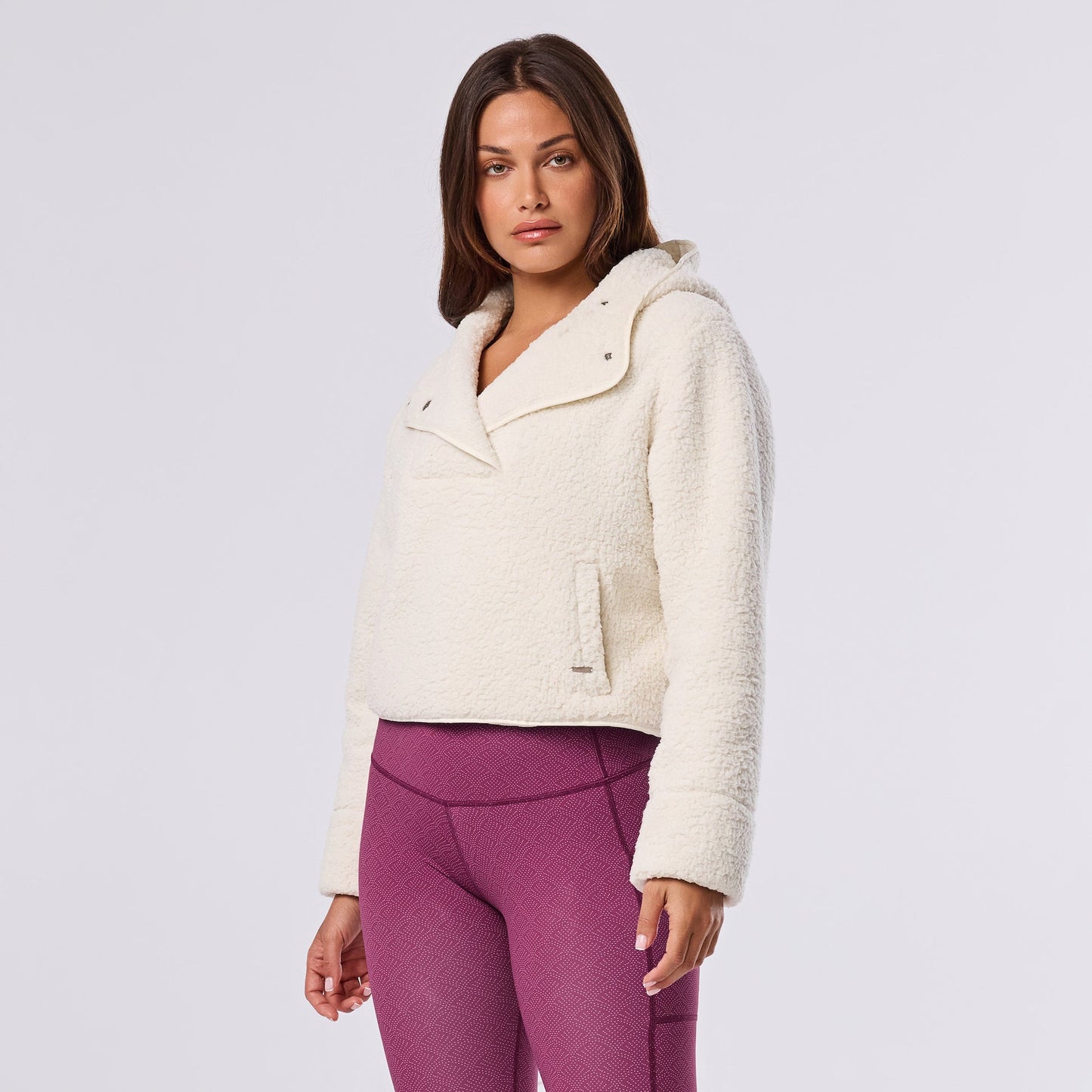 Tavi Pure Barre Pullover Teddy Jacket- Coconut