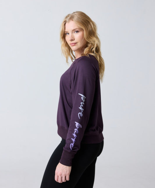 Pure Barre Lightweight PB Script Crewneck- Purple