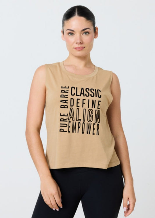 Pure Barre Flocked Classes Tank- Camel