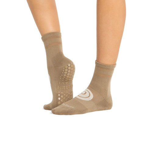Pure Barre Aria Tan Sheet Stripe Sticky Socks