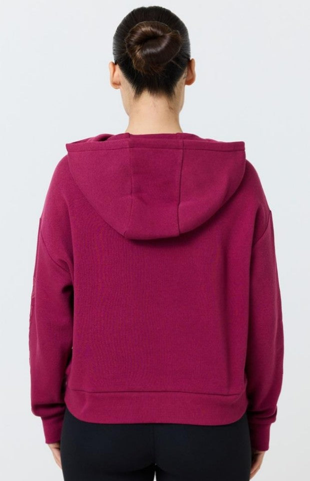 Pure Barre Half Zip Hoodie- Bordeaux