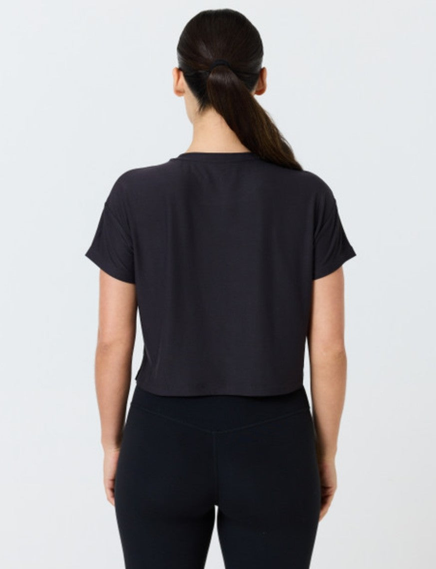 Pure Barre Short Sleeve Cropped Tee- Black