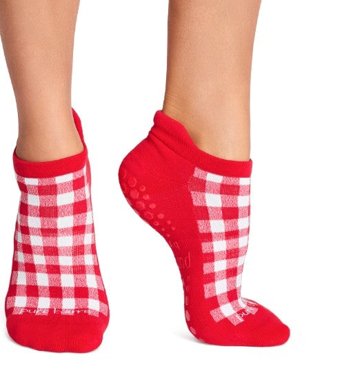 Pure Barre Red Gingham Sticky Socks