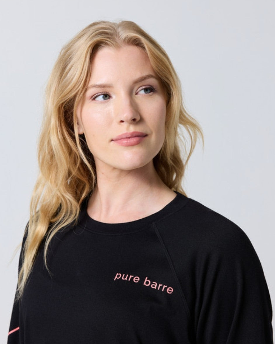 Pure Barre Lightweight Chevron Crewneck- Black
