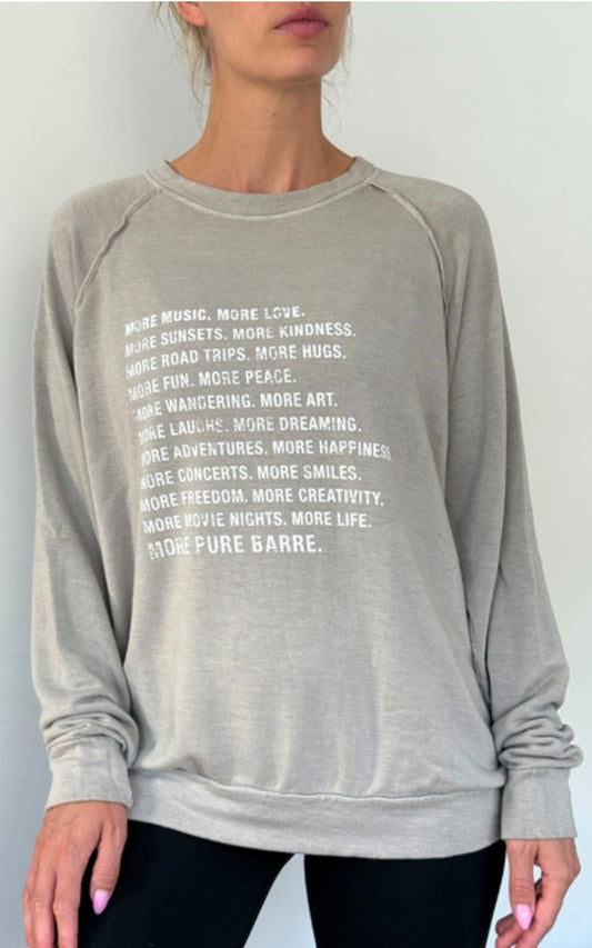 Good hYOUman Pure Barre Mary Beth "More" Sweatshirt- Gray