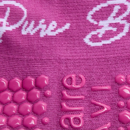 Pure Barre Aria Magenta Sheer Stripe Crew Sticky Socks