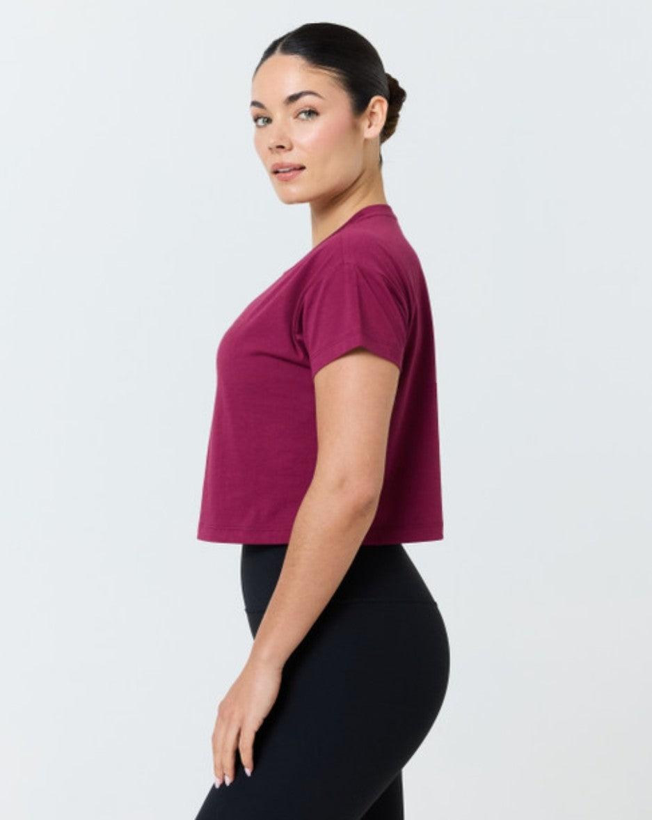 Pure Barre Cropped Tee- Bordeaux