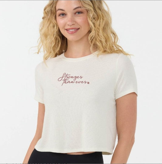 Tavi Pure Barre Stronger Ribbed Tee- Coconut