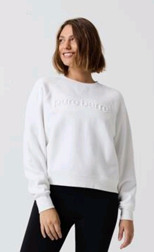 Pure Barre Embossed Crewneck- Ivory