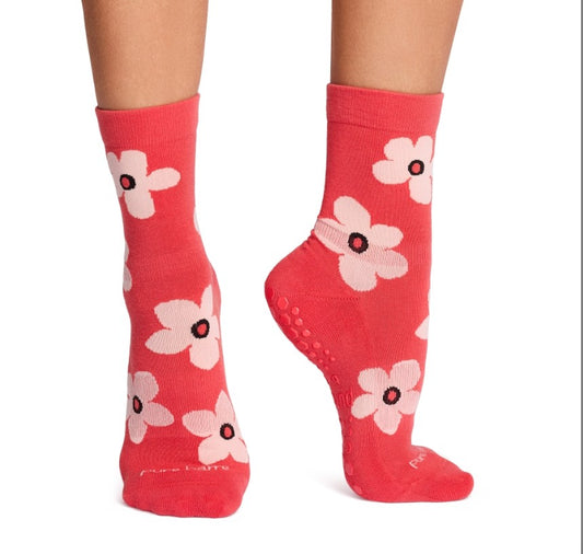 Pure Barre Poppy Crew Sticky Socks
