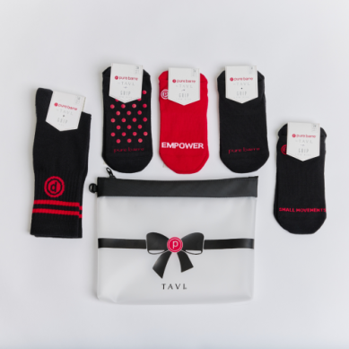 Pure Barre Holiday Gift Pack Sticky Socks- Core Black and Red