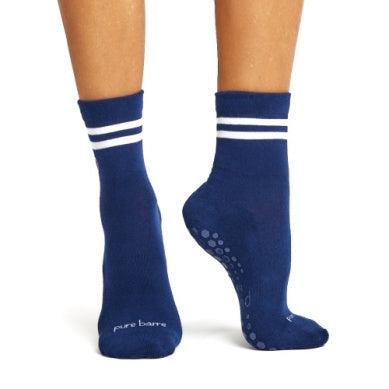 Pure Barre Navy Crew Sticky Socks