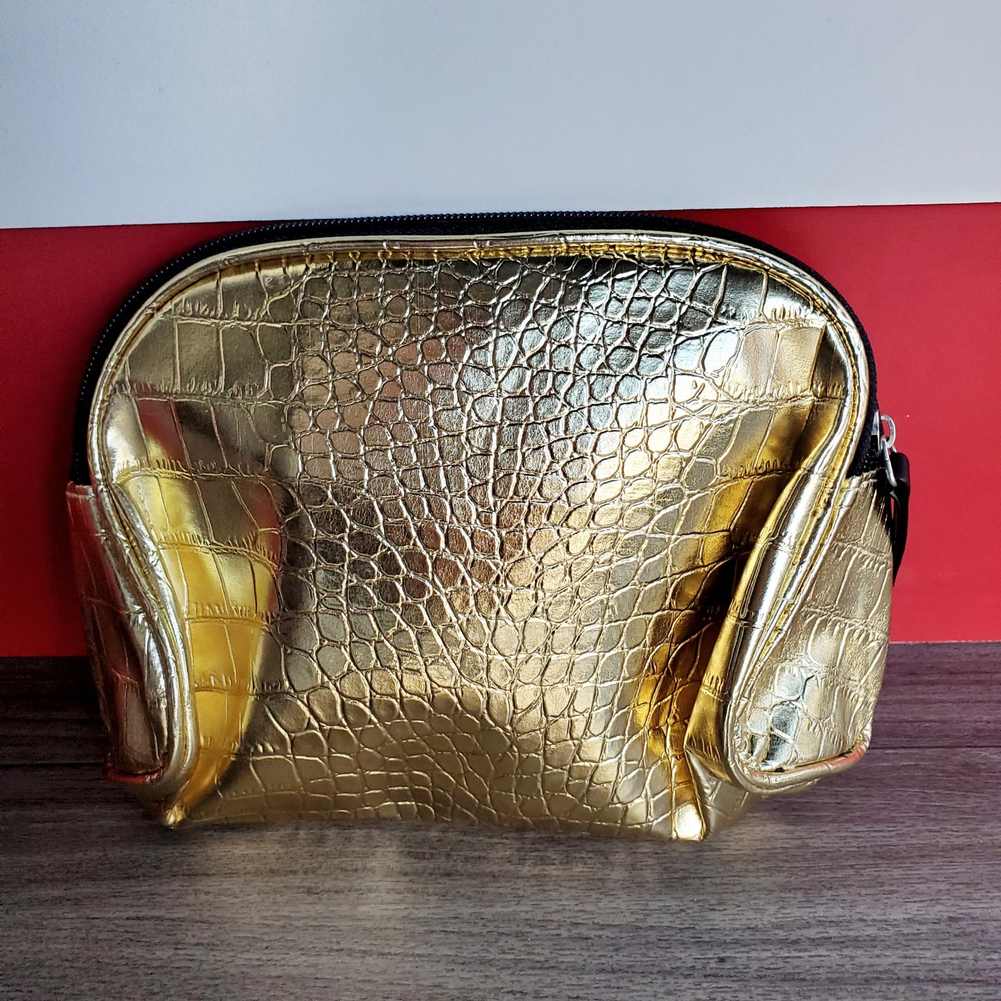 Pure Barre Makeup Bag- Gold Reptile