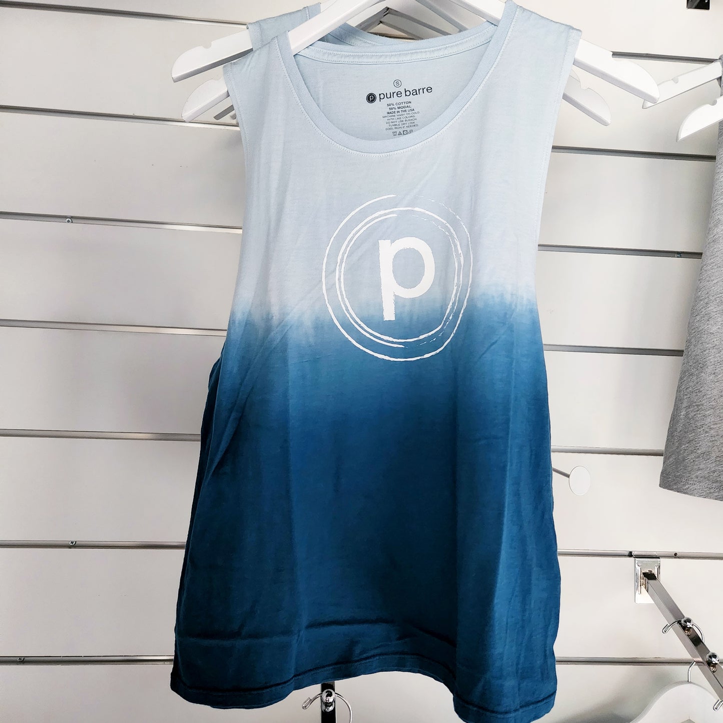 Pure Barre Circle P Gradient Tank- Teal Ombre