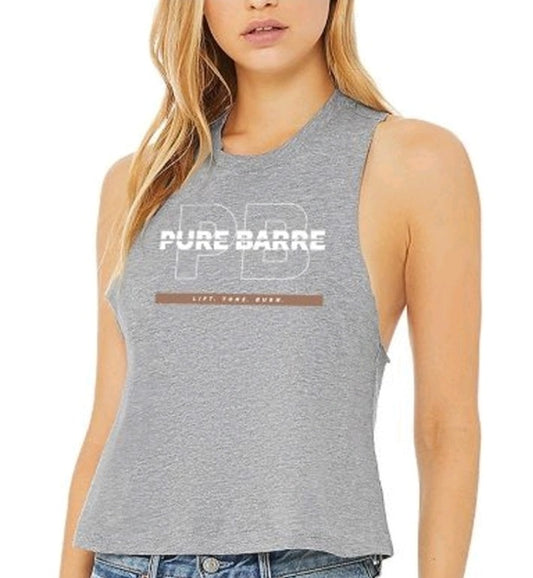 Pure Barre Barre Stadium Crop Tank- Gray