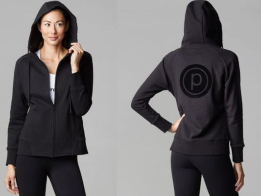 Tavi Pure Barre Velvet Flocked Zip Front Hoodie