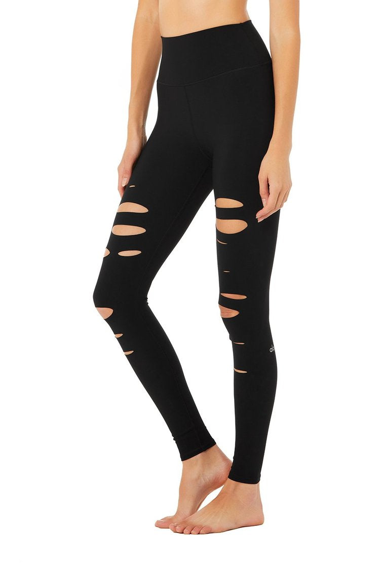 ALO YOGA High waisted ripped warrior leggings | Clothes design, Fashion,  Outfit inspo