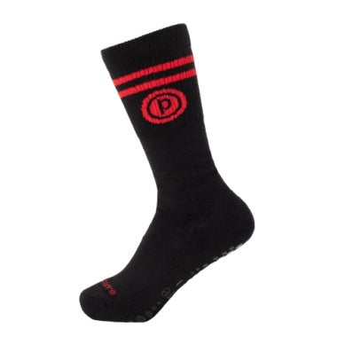 Pure Barre Red and Black Circle P Sticky Crew Socks