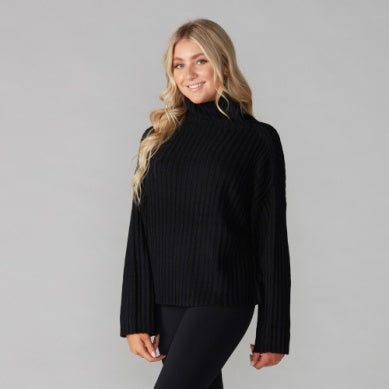 Tavi Mock Neck Sweater- Black
