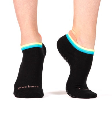 Pure Barre Pride Rainbow Edge Sticky Socks- Black