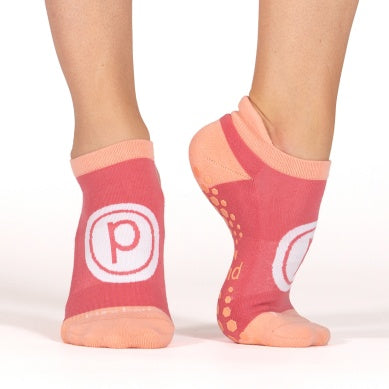 Pure Barre Coral Circle P sticky socks